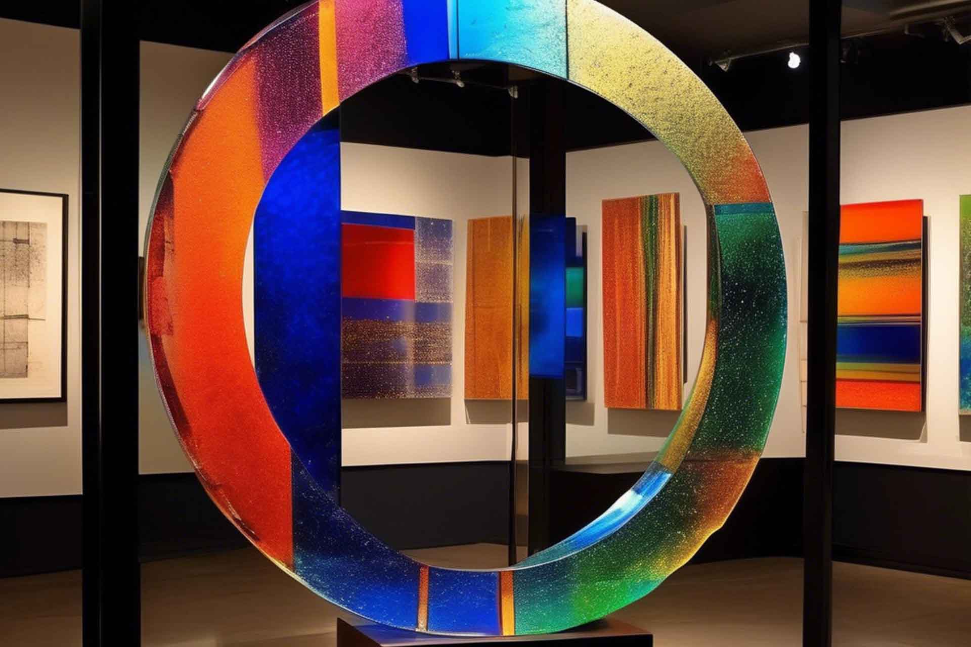 Dichroic Glass Circular Sculpture